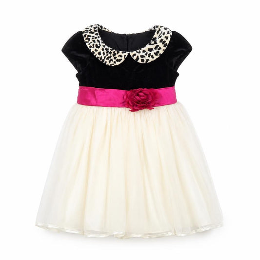 Jona Michelle Girls Black Ivory Fit & Flare Dress 4 Years