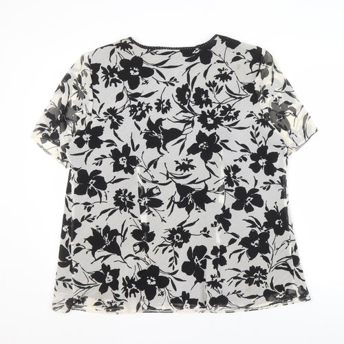 Ann Harvey Women's Black Floral Viscose Blouse, Size 16
