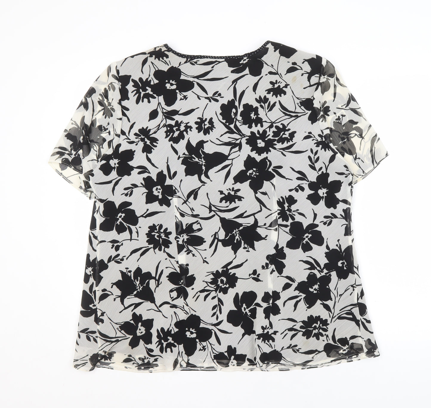 Ann Harvey Women's Black Floral Viscose Blouse, Size 16