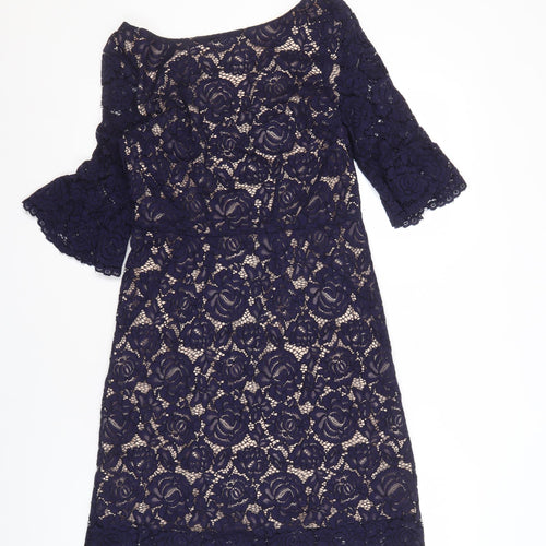 Oasis Women’s Blue Lace Sheath Dress Size 12