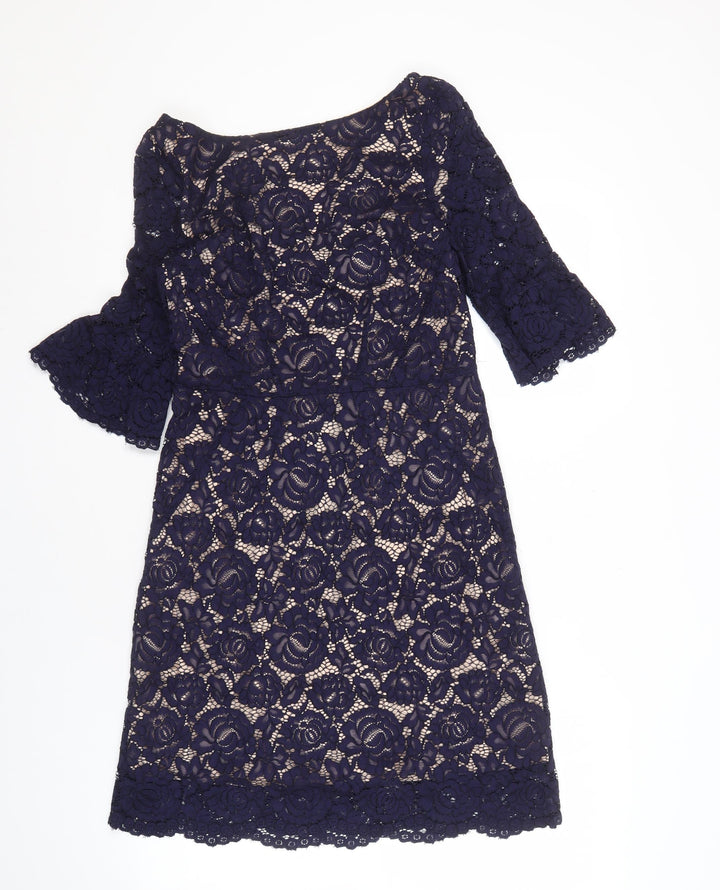 Oasis Women’s Blue Lace Sheath Dress Size 12