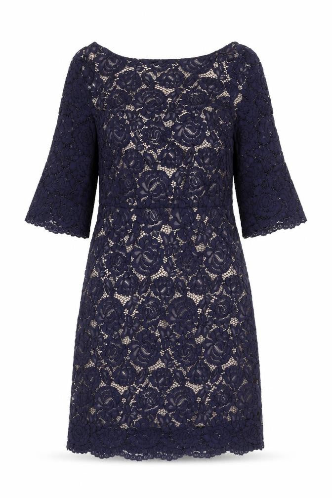 Oasis Women’s Blue Lace Sheath Dress Size 12