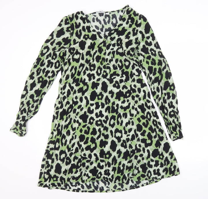 Vila Women's Green Animal Print Shift Dress Size 6