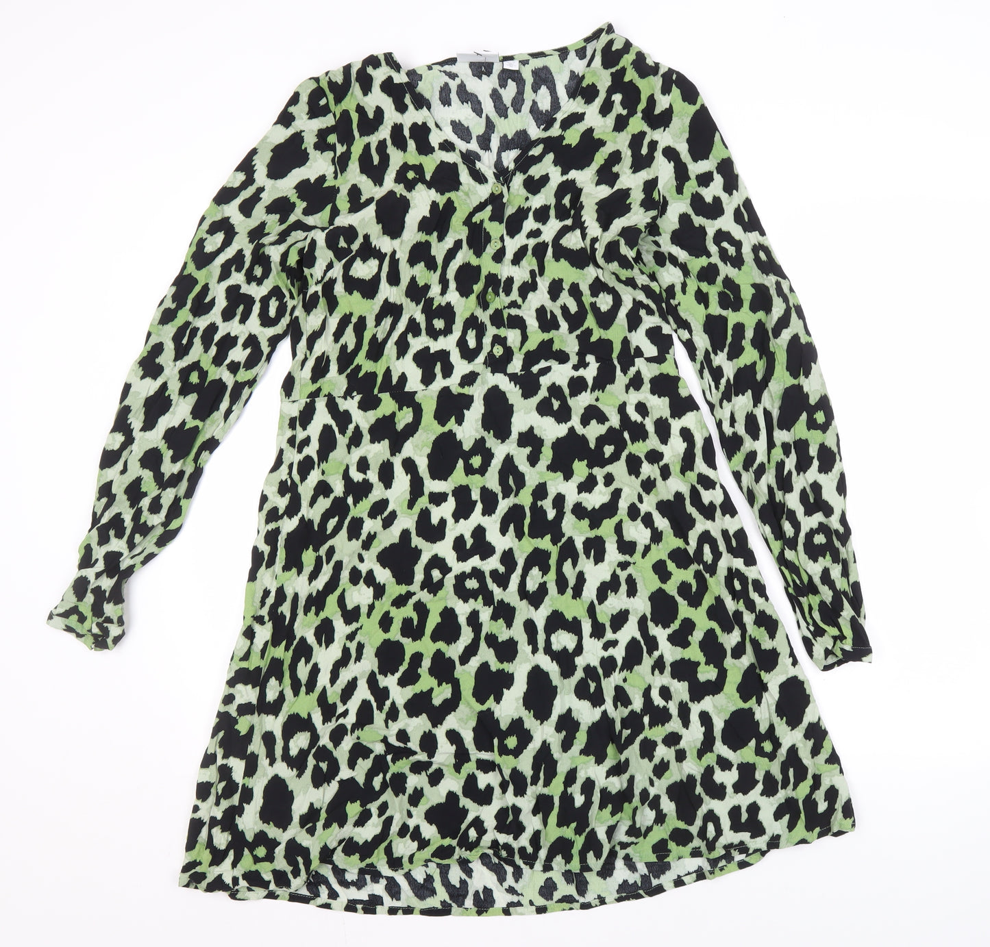 Vila Women's Green Animal Print Shift Dress Size 6