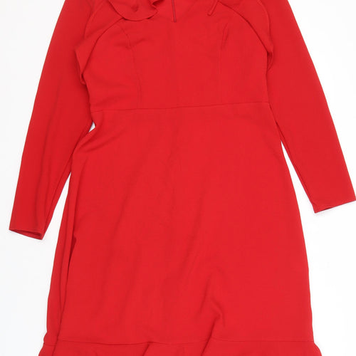 Kaleidoscope Women's Red Long Sleeve Dress 12