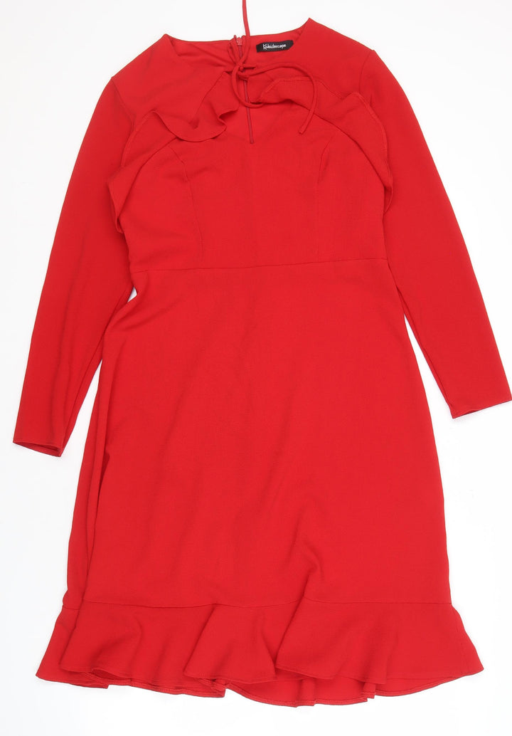 Kaleidoscope Women's Red Long Sleeve Dress 12
