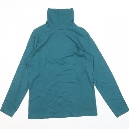 ISLE Women's Green High Neck Long Sleeve Top, Size 10-12