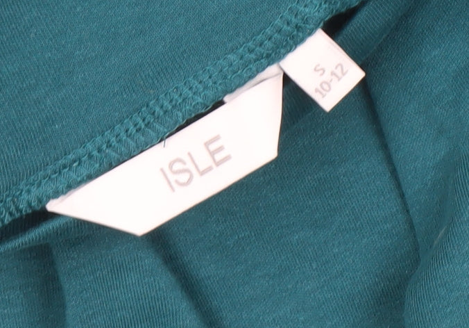 ISLE Women's Green High Neck Long Sleeve Top, Size 10-12