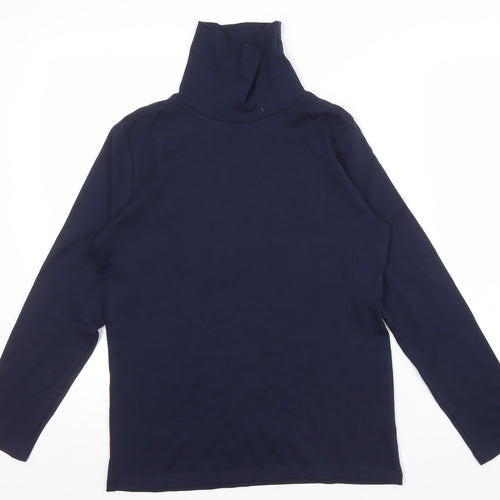 ISLE ESSENTIALS Women's Blue Roll Neck Top - Size 10