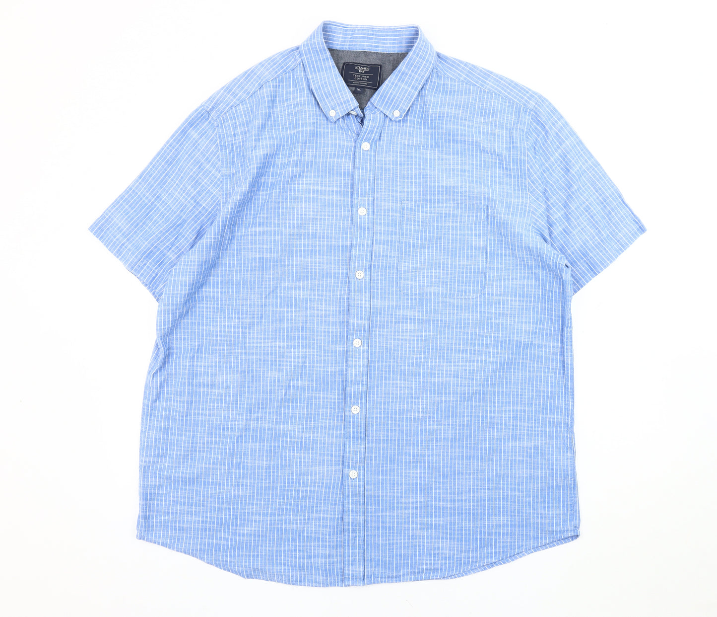 Atlantic Bay Men's Blue Striped XL Casual Shirt