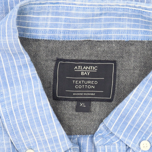 Atlantic Bay Men's Blue Striped XL Casual Shirt