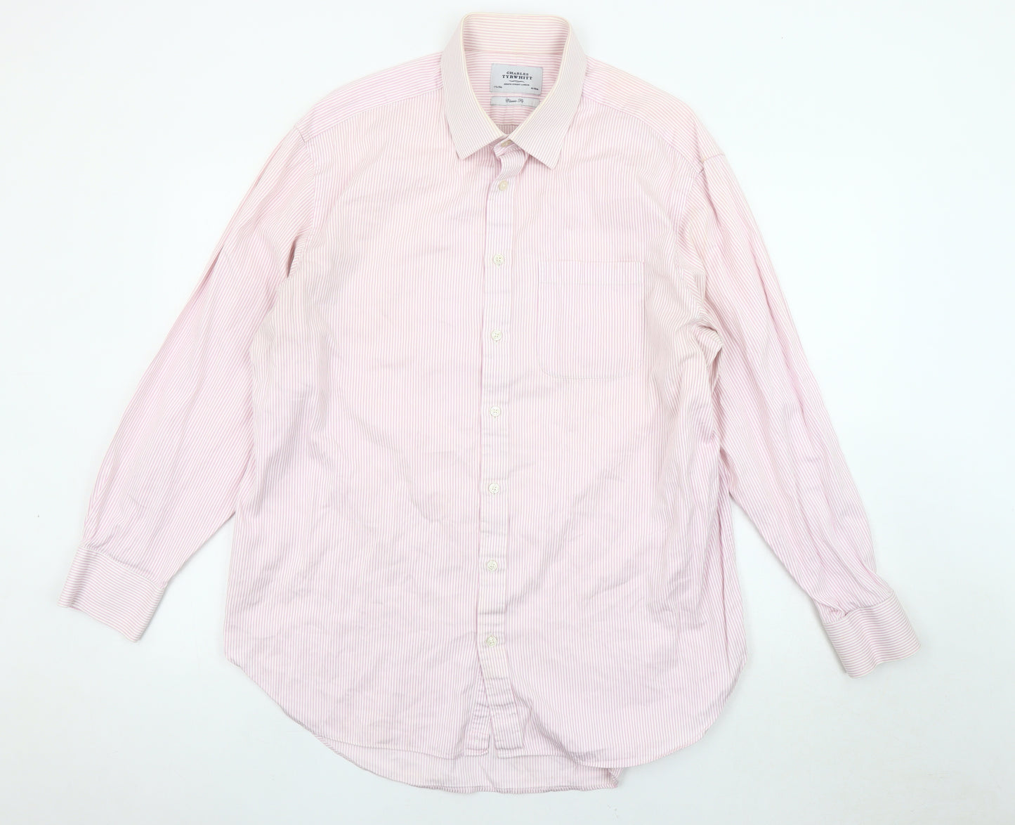 Charles Tyrwhitt Men's Pink Striped Classic Fit Shirt 44