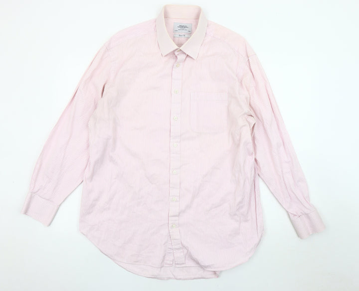 Charles Tyrwhitt Men's Pink Striped Classic Fit Shirt 44