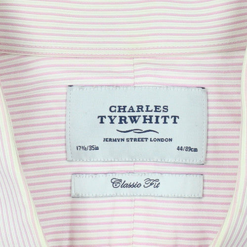 Charles Tyrwhitt Men's Pink Striped Classic Fit Shirt 44