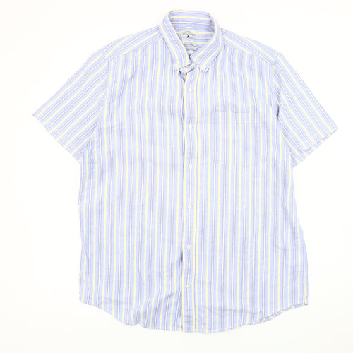Next Men's Multicoloured Striped Oxford Shirt Large