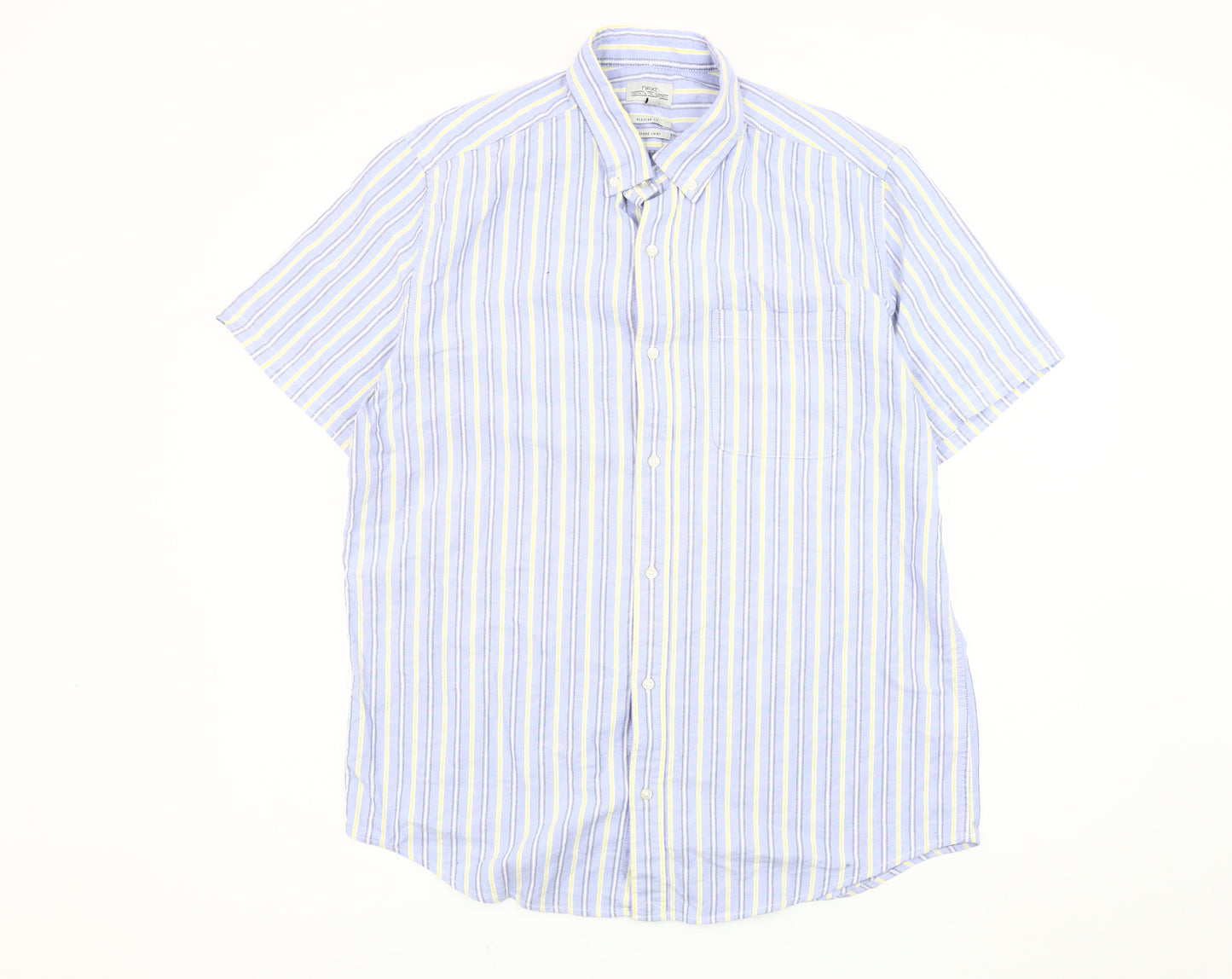 Next Men's Multicoloured Striped Oxford Shirt Large