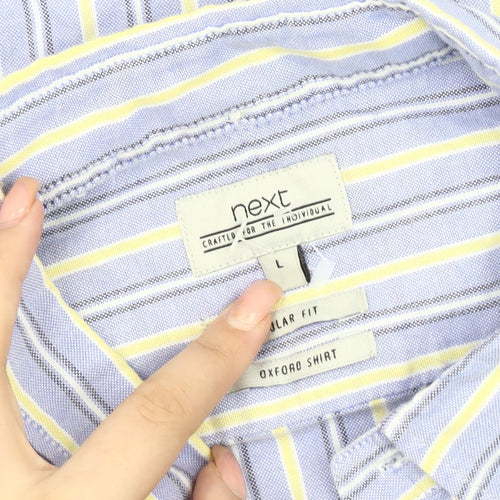 Next Men's Multicoloured Striped Oxford Shirt Large
