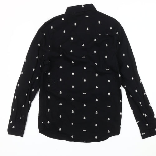 H&M Men Black XS Star Wars Collared Long Sleeve Shirt