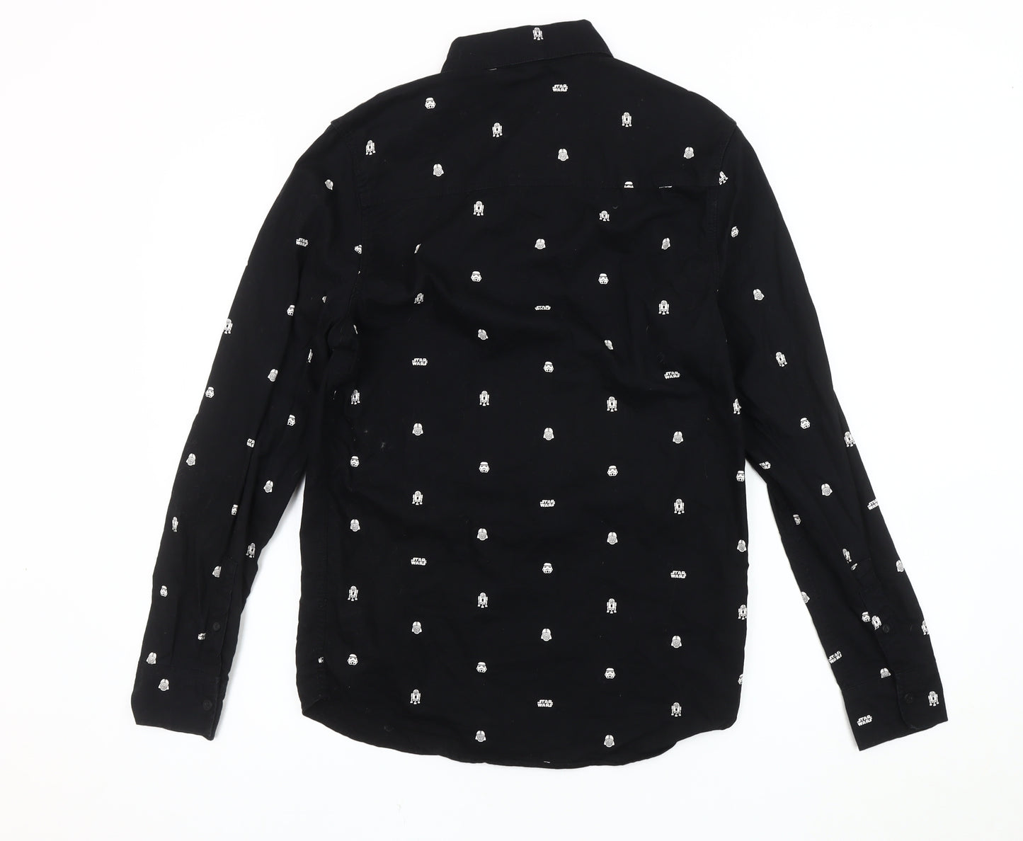H&M Men Black XS Star Wars Collared Long Sleeve Shirt