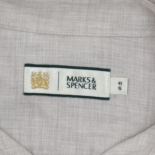 Marks & Spencer Men's Beige Long Sleeve Shirt
