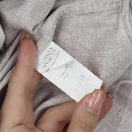 Marks & Spencer Men's Beige Long Sleeve Shirt