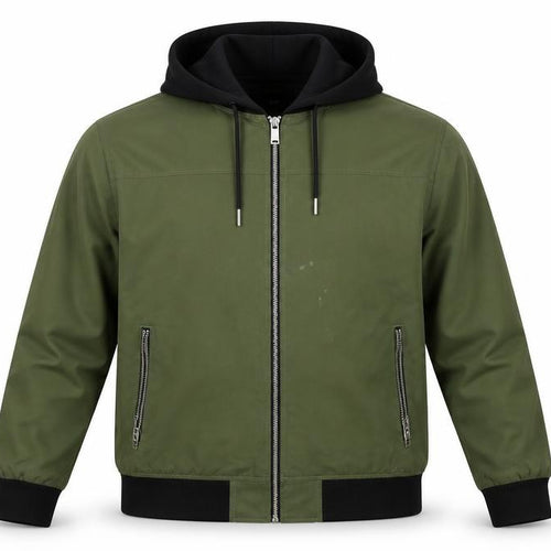 River Island Men's Green Bomber Jacket L - Casual, Hooded, Zip