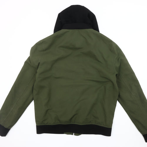 River Island Men's Green Bomber Jacket L - Casual, Hooded, Zip