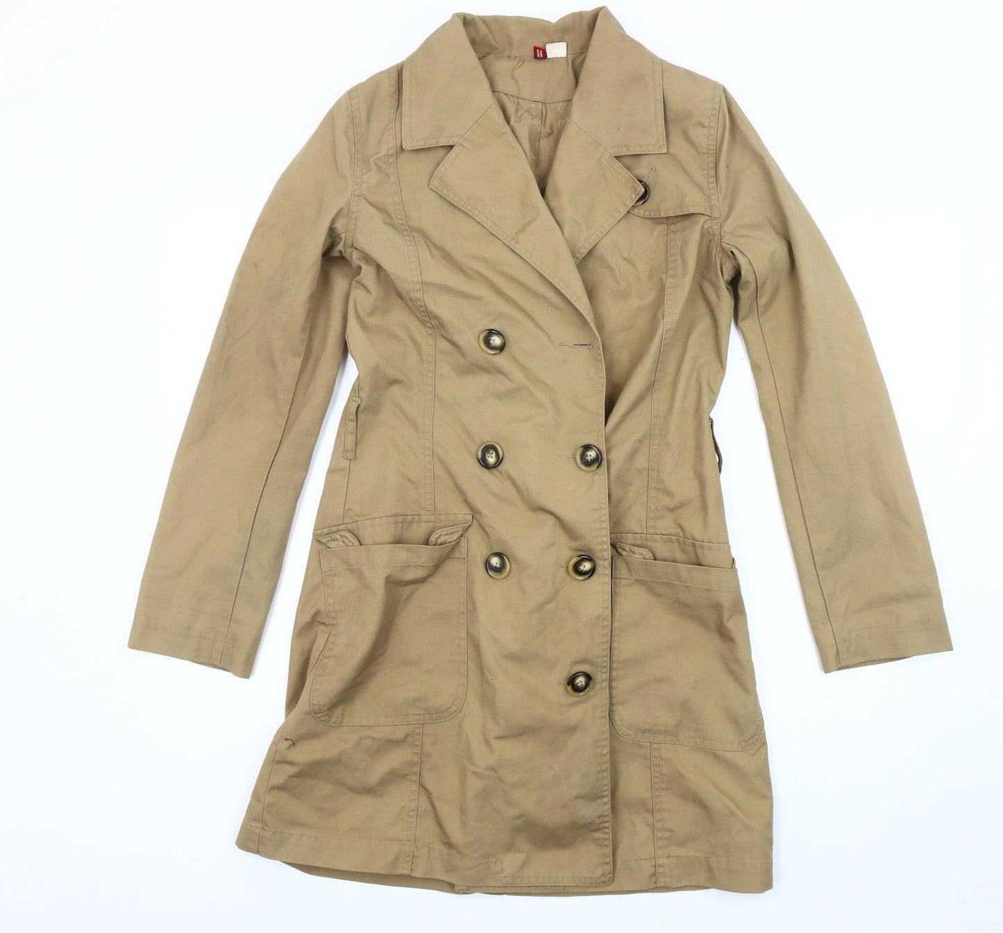 H&M Women's Beige Long Trench Coat Size 8 Regular