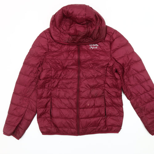 Lee Cooper Women's Red Puffer Jacket Size 14 Hooded – Preworn