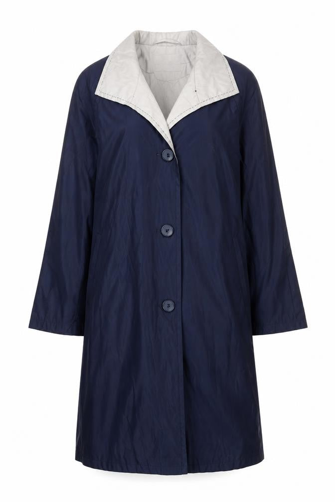Front view of Artigiano Women's Blue Trench Coat, size 10