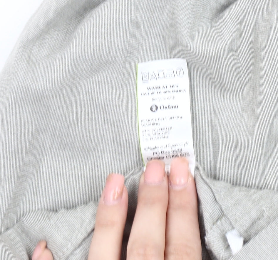 Marks and Spencer Women's Grey Trousers Size 16, Belted