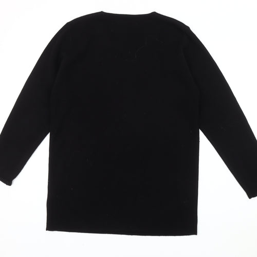 Berkertex Women's Black Embroidered V-Neck Jumper, Size 10-12