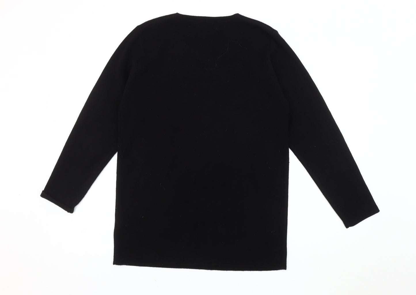 Berkertex Women's Black Embroidered V-Neck Jumper, Size 10-12