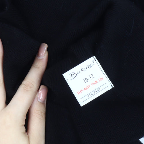 Berkertex Women's Black Embroidered V-Neck Jumper, Size 10-12