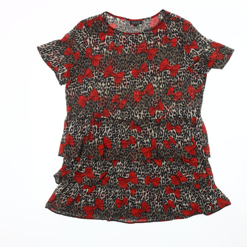 Topshop Women's Animal Print Bow Blouse, Size 12