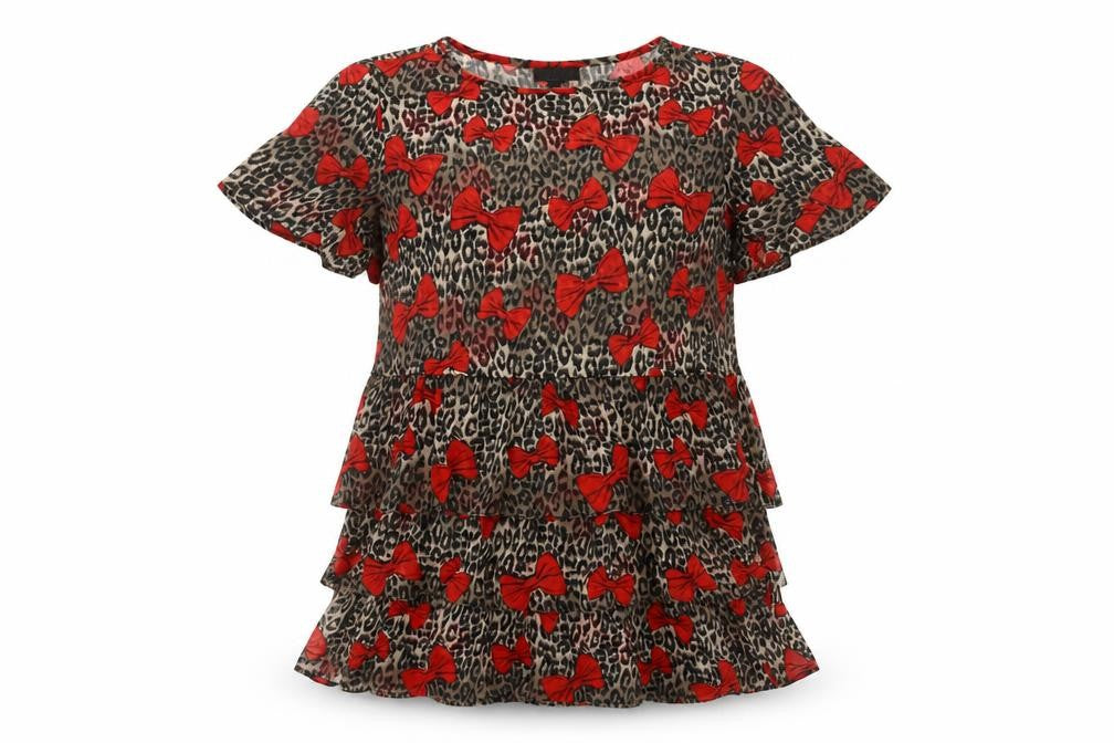 Front view of Topshop Women's Animal Print Bow Blouse, size 12