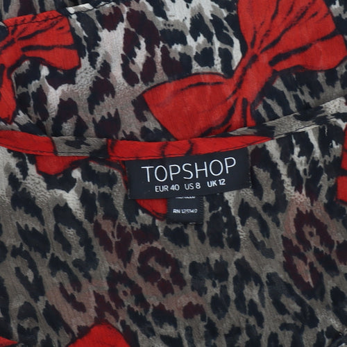 Topshop Women's Animal Print Bow Blouse, Size 12