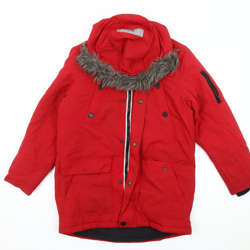 Next Boys Red Parka Coat, 12 Years, Winter Warm Hooded
