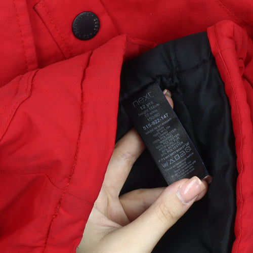 Next Boys Red Parka Coat, 12 Years, Winter Warm Hooded
