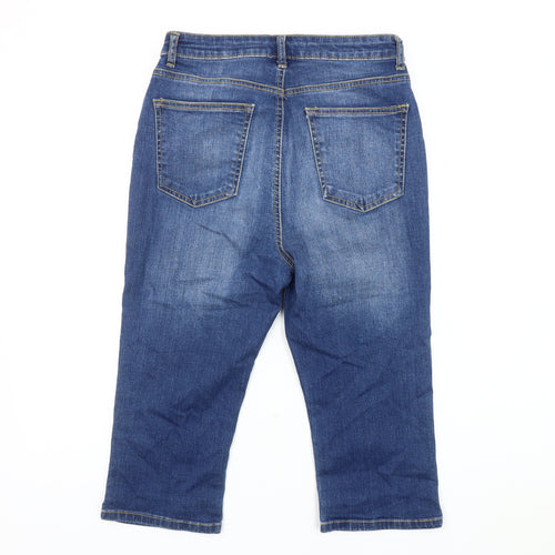 Very Women's Blue Cropped Distressed Jeans Size 10