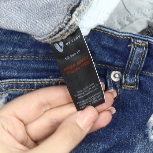 Very Women's Blue Cropped Distressed Jeans Size 10