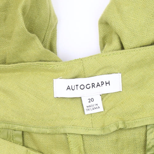 Autograph Women's Green Wide-Leg Linen Trousers