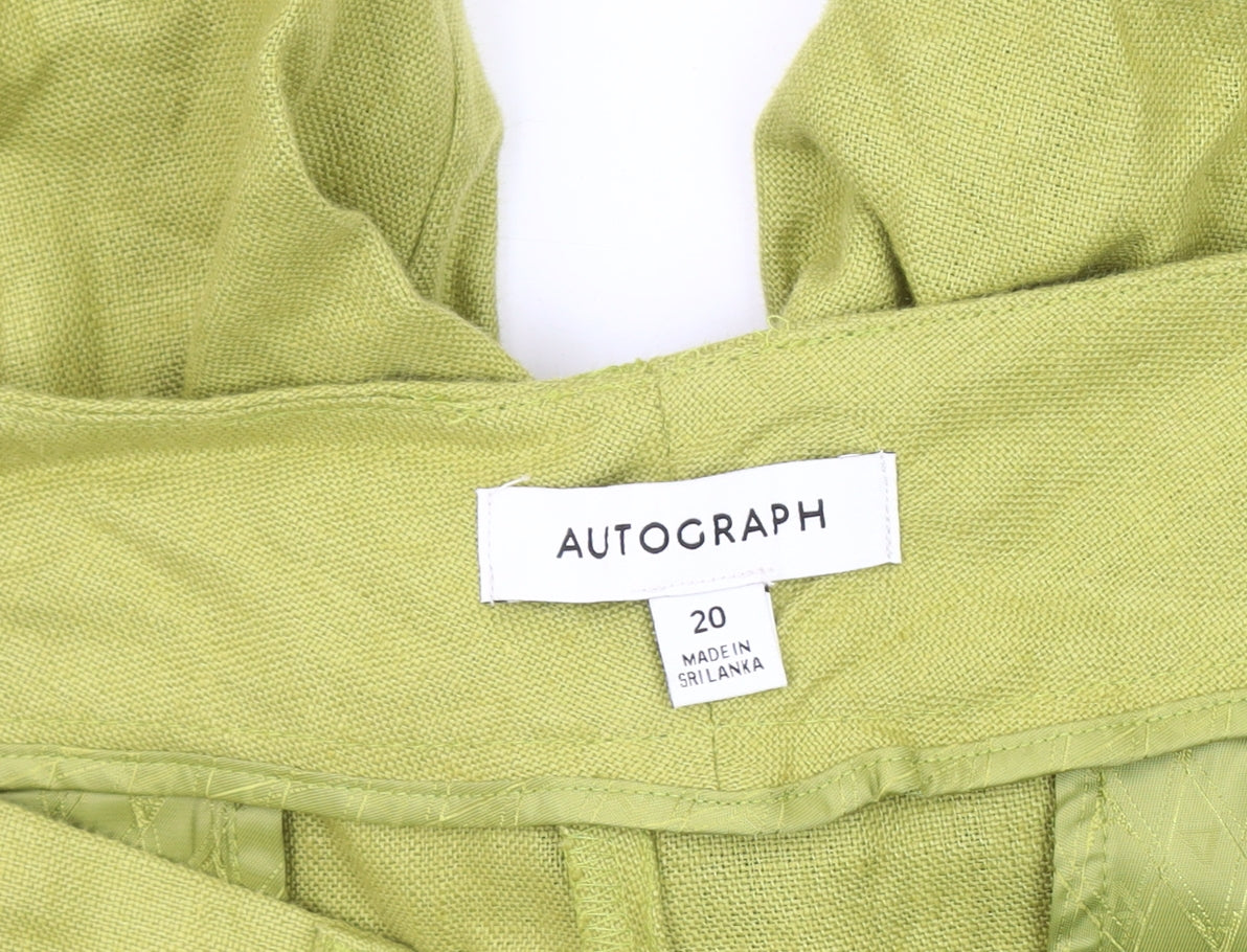 Autograph Women's Green Wide-Leg Linen Trousers