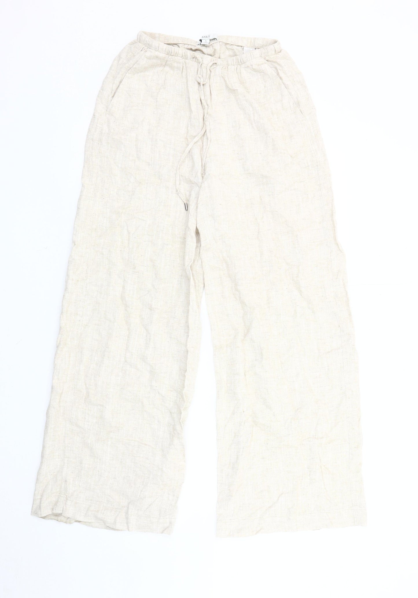 Marks and Spencer Women's Beige Wide-Leg Trousers