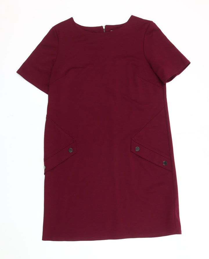 Wallis Women's Red Shift Dress, Size 12, Knee Length