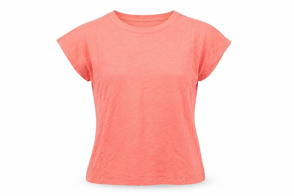 Front view of Lands' End Women's Pink Short Sleeve T-Shirt, size S