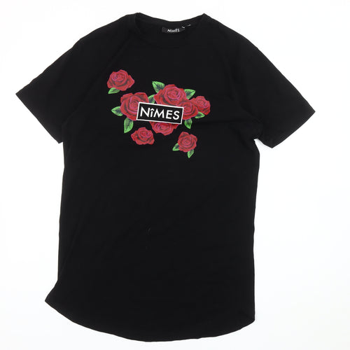 Nîmes Men's Black Rose Graphic T-Shirt