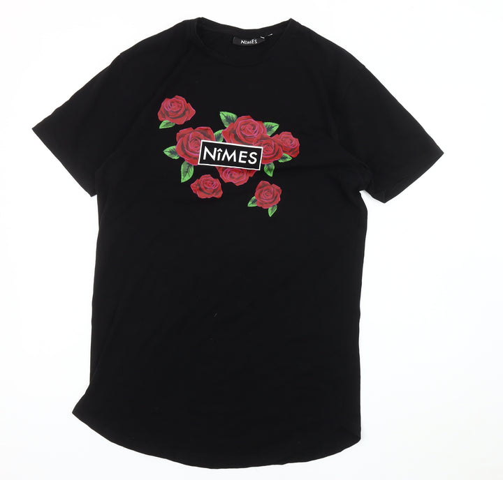 Nîmes Men's Black Rose Graphic T-Shirt