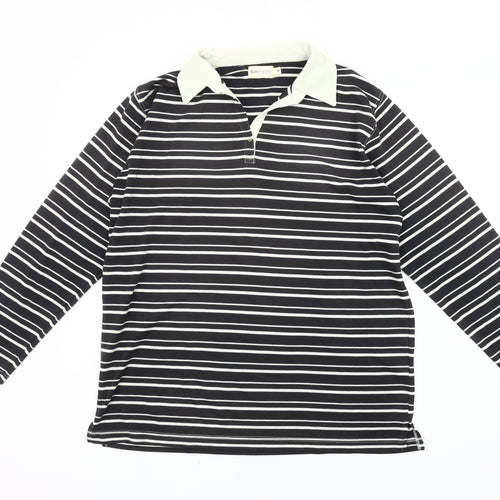 Bonmarché Women's Black Striped Polo Shirt M