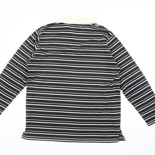Bonmarché Women's Black Striped Polo Shirt M